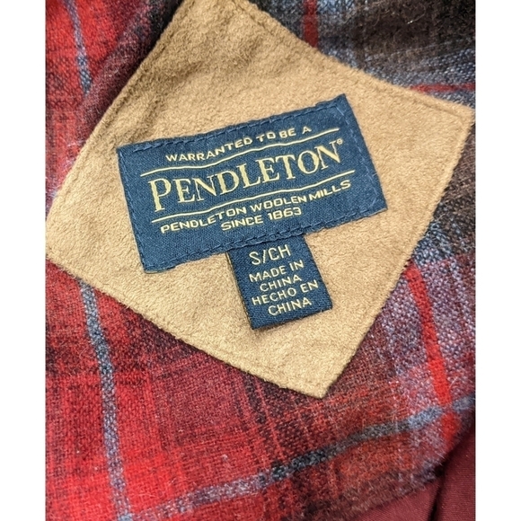 Pendleton Shaggy Fleece Full Zip Jacket Plaid Collar Detail Size Small - Picture 5 of 7